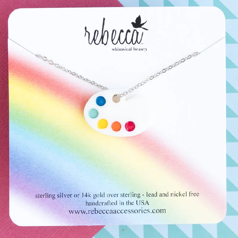 birthstone necklaces for women -Art Palette Enamel Charm Necklace Children's Jewelry