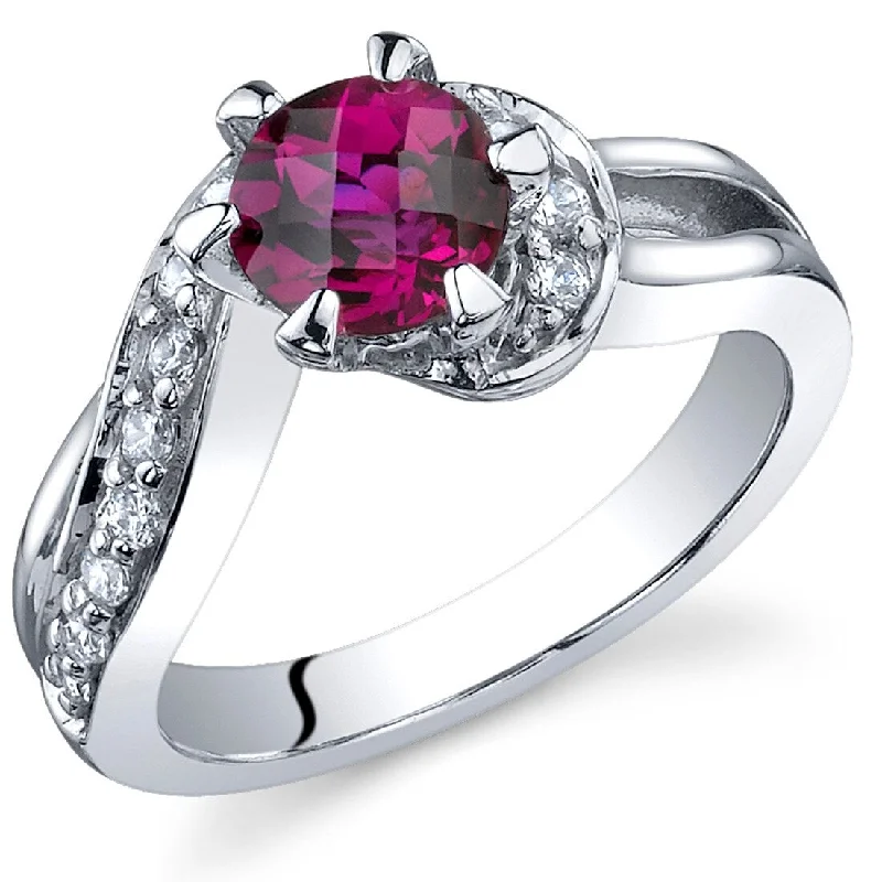 eternity diamond wedding rings -Sterling Silver 1 ct Created Ruby Birthstone Ring