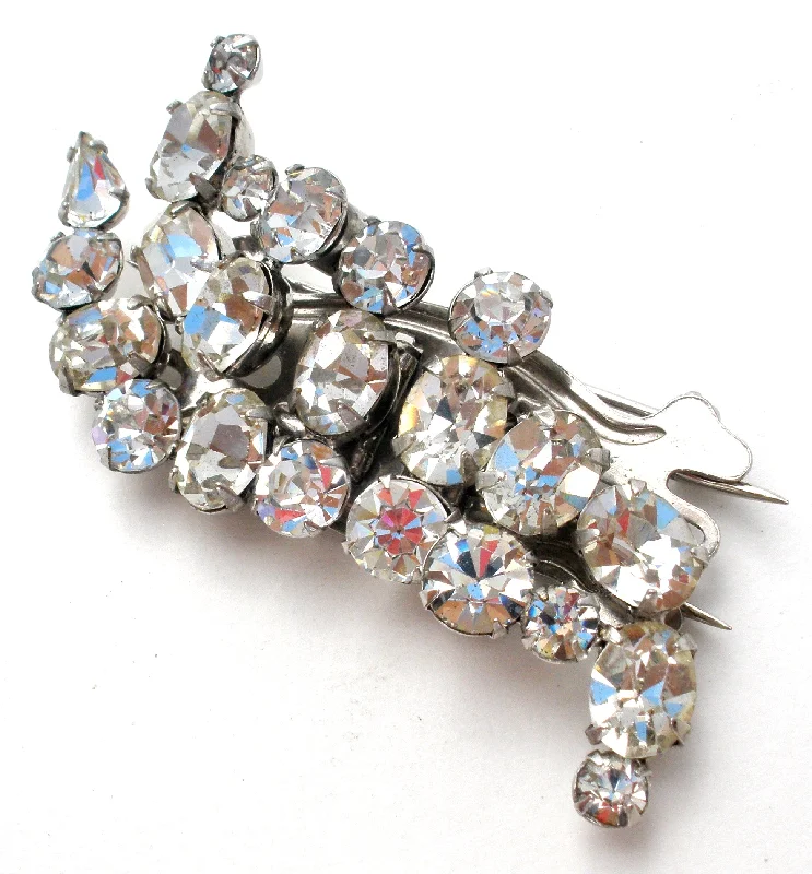 Vintage Clear Rhinestone Duette Clip Brooch