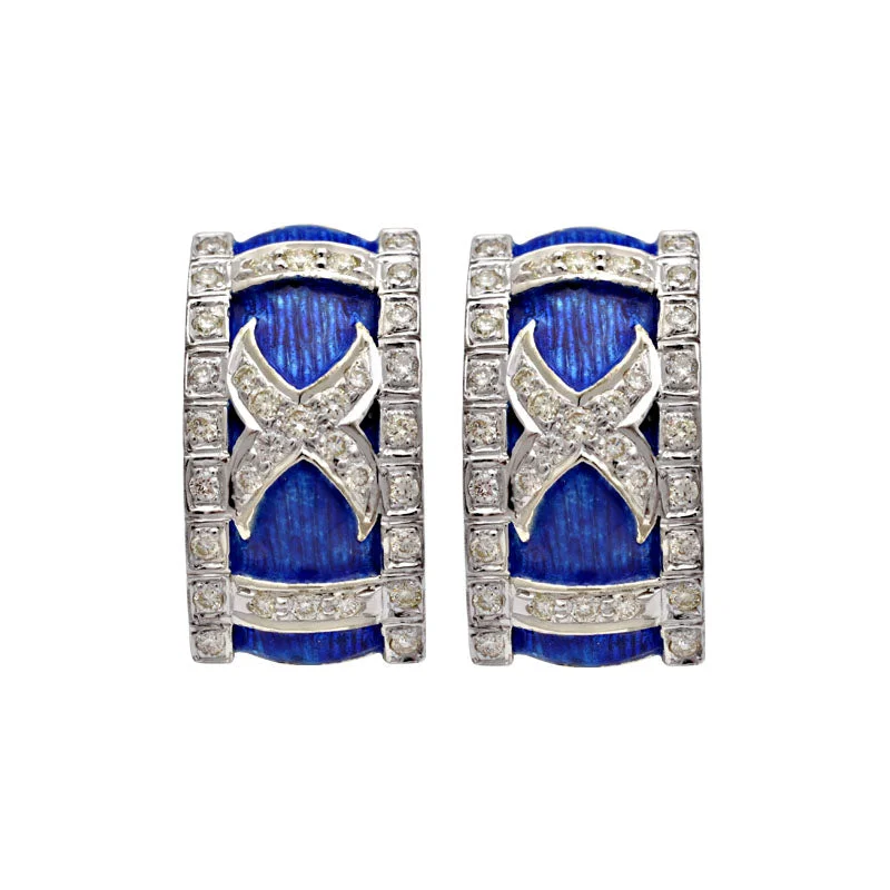 women's gold earrings -Earrings-Diamond (Enamel)