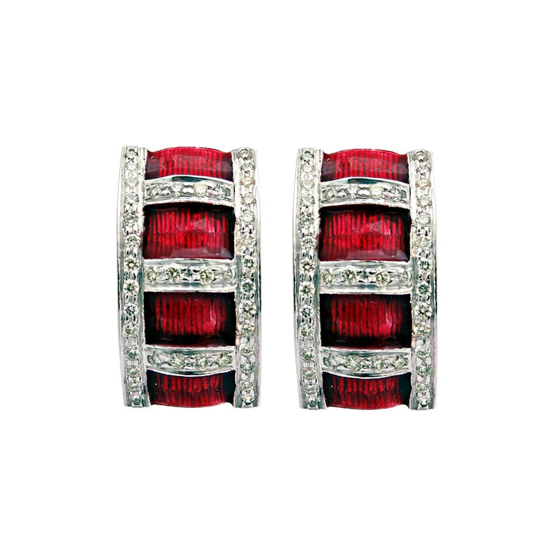 sterling silver earrings for women -Earrings-Diamond (Enamel)