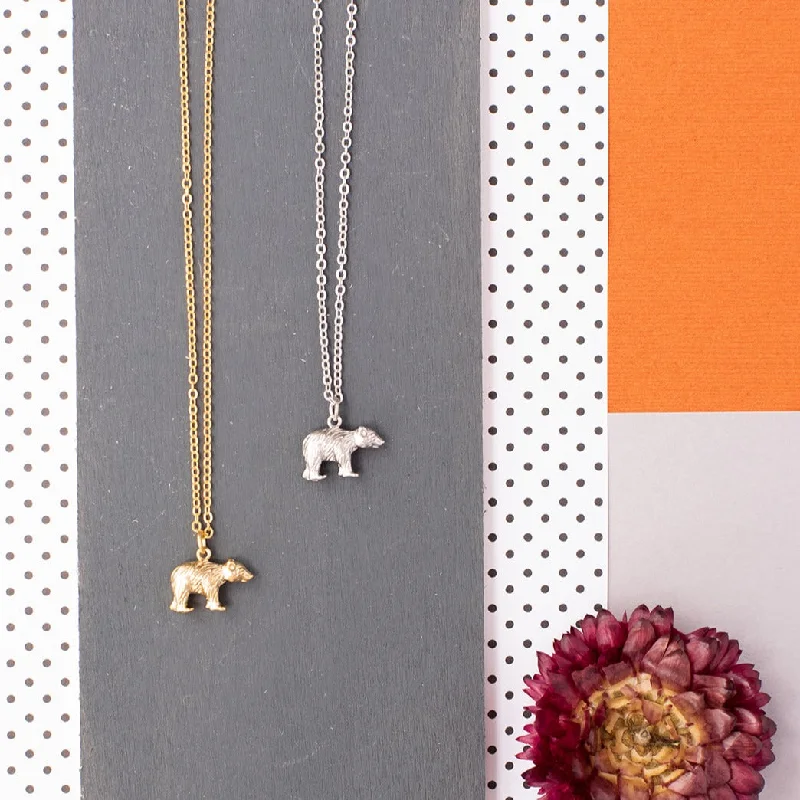 diamond necklaces for women -Bear Standing Charm Necklace