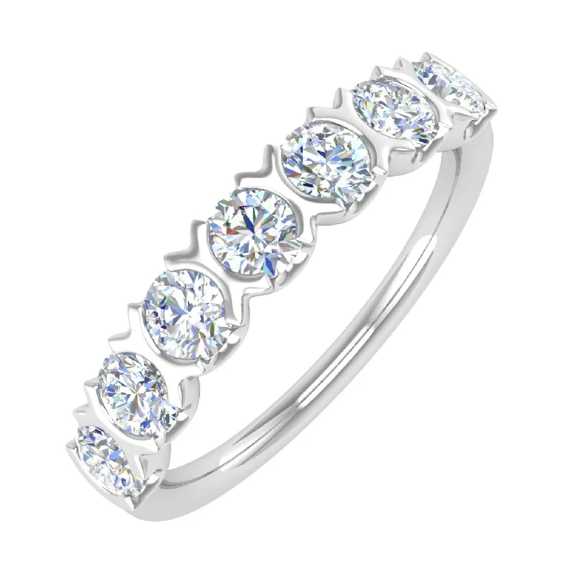 halo engagement rings -1 Carat 7-stones Diamond Wedding Band Ring in Gold