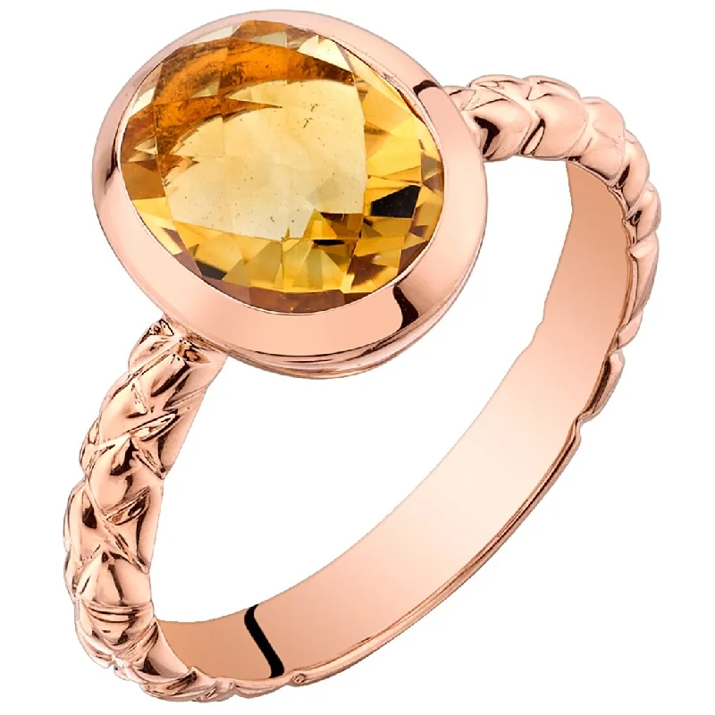 eternity diamond rings for women -14k Rose Gold 2ct Citrine Solitaire Birthstone Ring