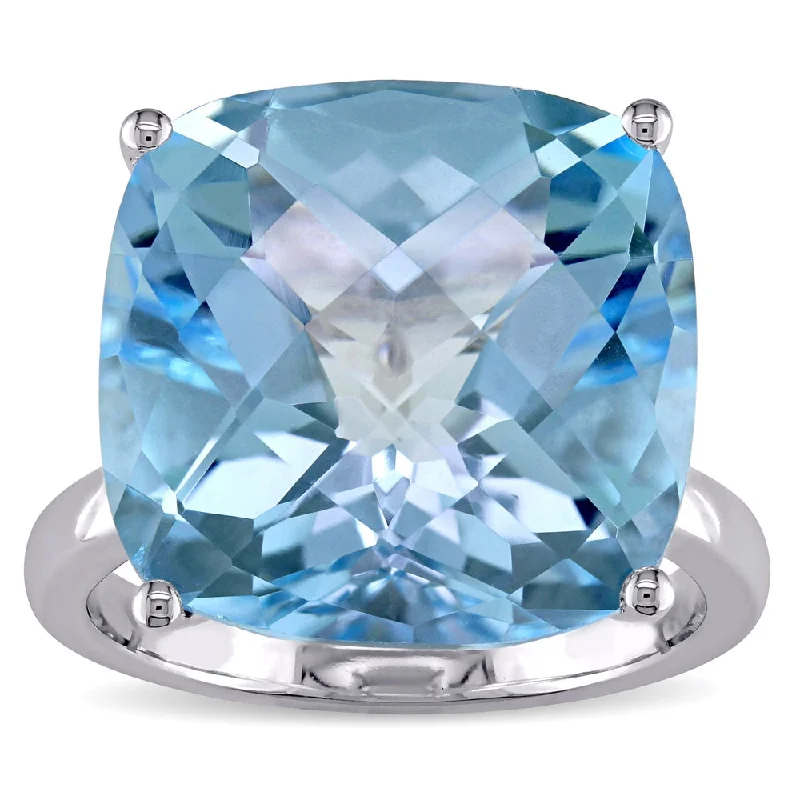 birthstone rings for women -Miadora Signature Collection 14k White Gold Cushion-cut Sky Blue Topaz Cocktail Ring