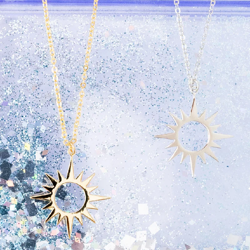 bohemian necklaces for women -Sun Burst Large Charm Necklace