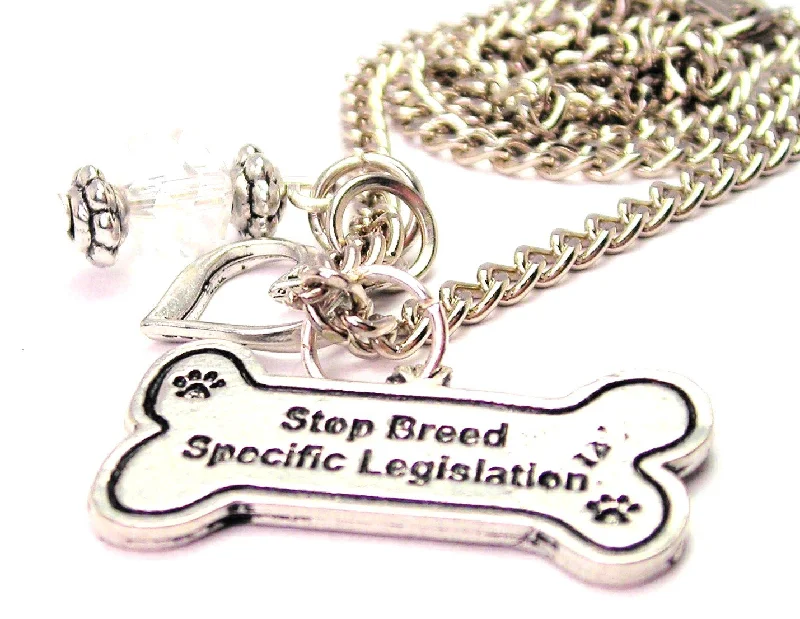 anniversary necklaces for women -Stop Breed Specific Legislation Heart And Crystal Necklace