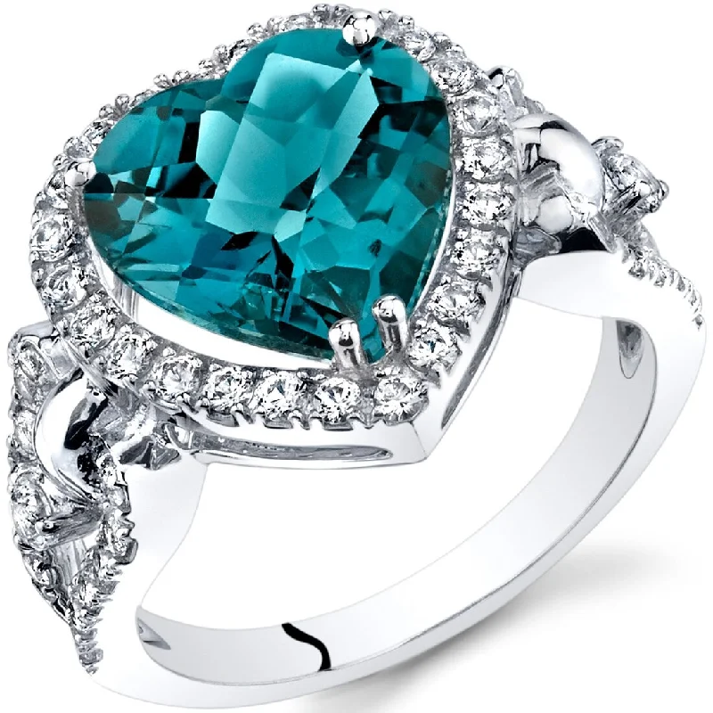 anniversary rings for women -14k White Gold 4.5ct London Blue Topaz and White Topaz Ring