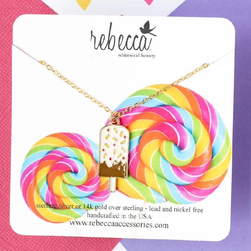 colorful necklaces for women -Dipped Ice Cream Enamel Charm Necklace Children's Jewelry