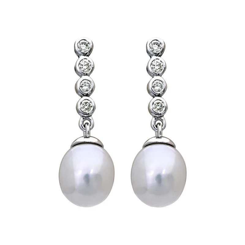 boho earrings for women -Earrings-South Sea Pearl and Diamond