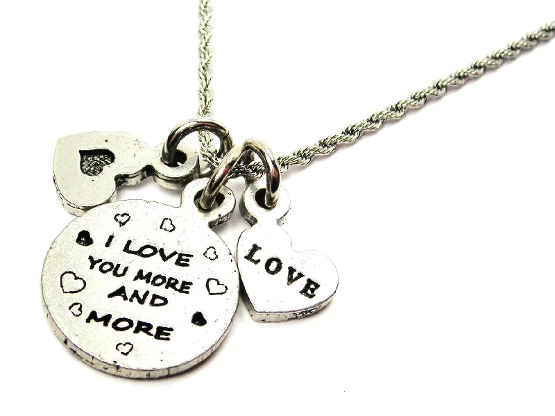 delicate pearl necklaces for women -I Love You More And More Stainless Steel Rope Chain Necklace