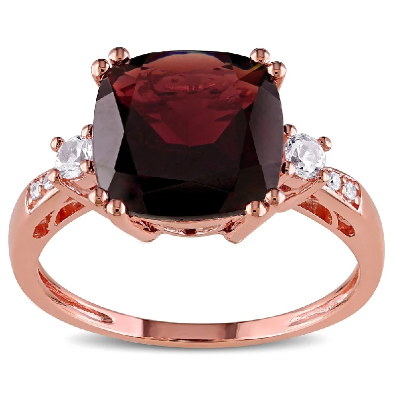 art deco rings for women -Miadora 10k Rose Gold Multi-gemstone and Diamond Accent Cocktail Ring - Red