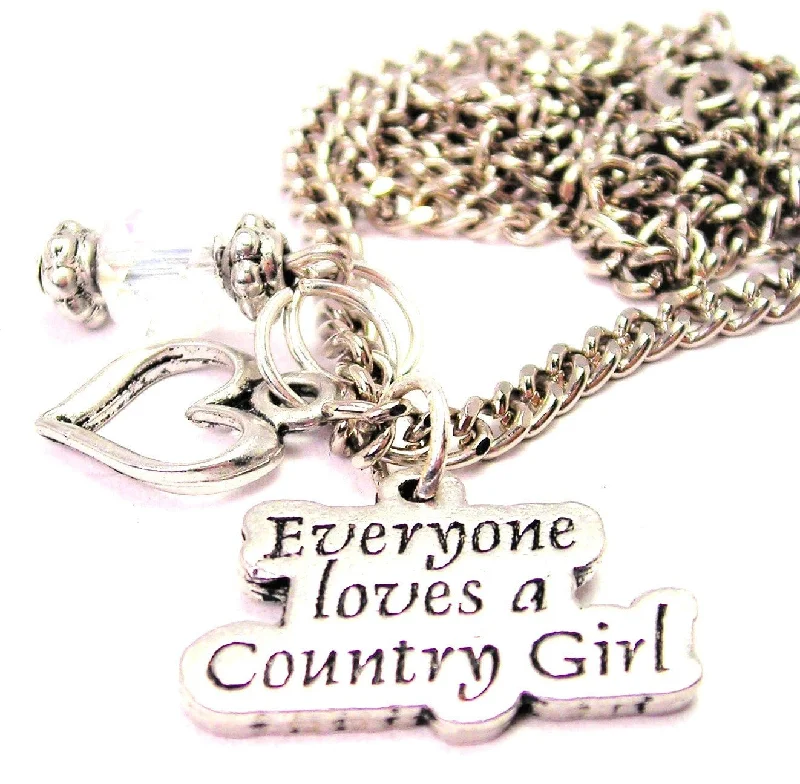 anniversary necklaces for women -Everyone Loves A Country Girl Necklace with Small Heart