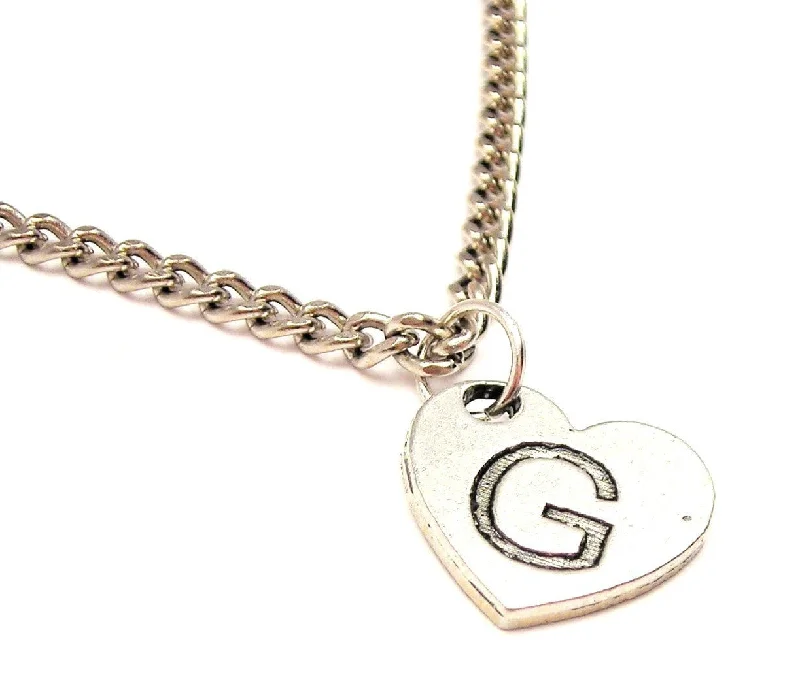 infinity pendant necklaces -Heart Shaped Initial G Single Charm Necklace