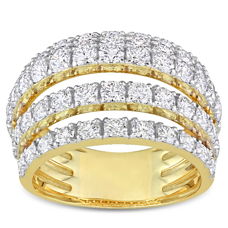 adjustable rings for women -Miadora 3 1/10ct TDW Diamond Coil Cluster Ring in 14k Yellow Gold