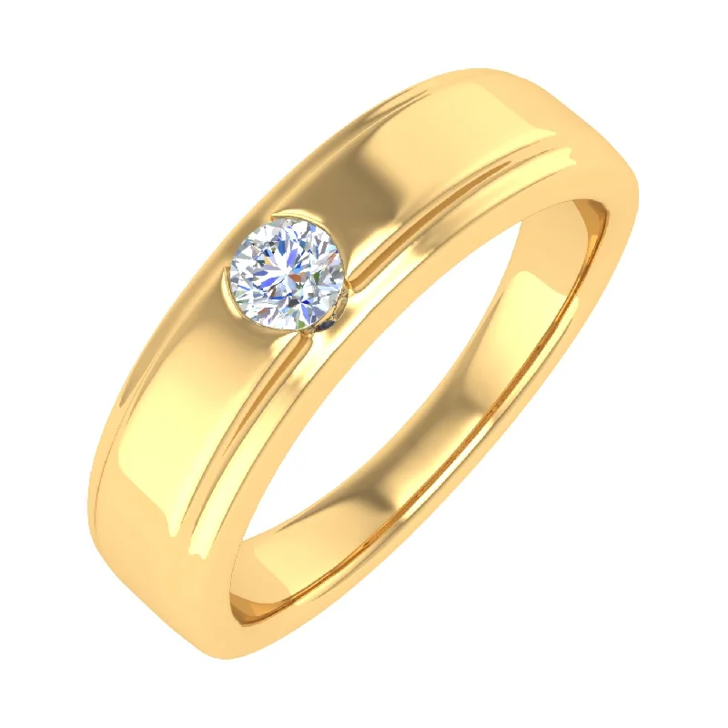 engagement rings for brides -Yellow Gold Channel Set Diamond Solitaire Wedding Band Ring (0.18 Carat)