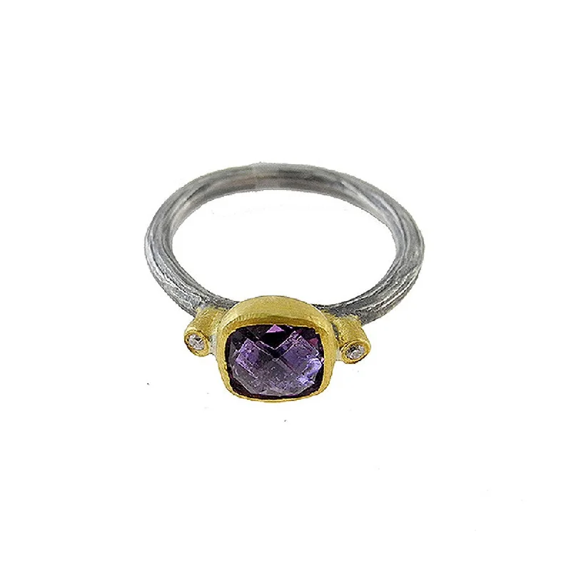 short necklaces for women -Petite Amethyst Ring With Diamond