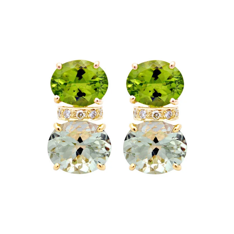 luxury earrings for women -Earrings-Peridot, Green Quartz and Diamond