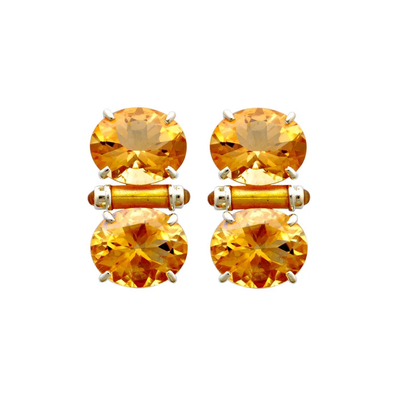 silver hoop earrings for women -Earrings-Citrine (Enamel)