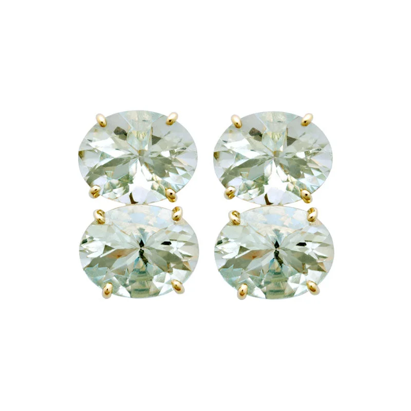 diamond drop earrings for women -Earrings-Green Quartz