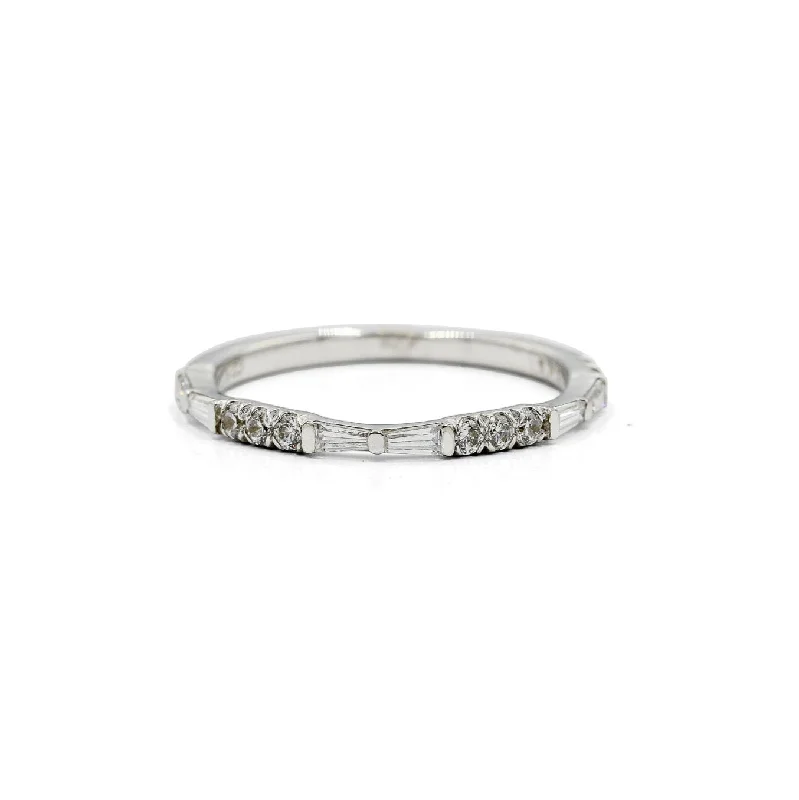 adjustable rings for women -14kw Tapered Baguette & Round Diamond Band