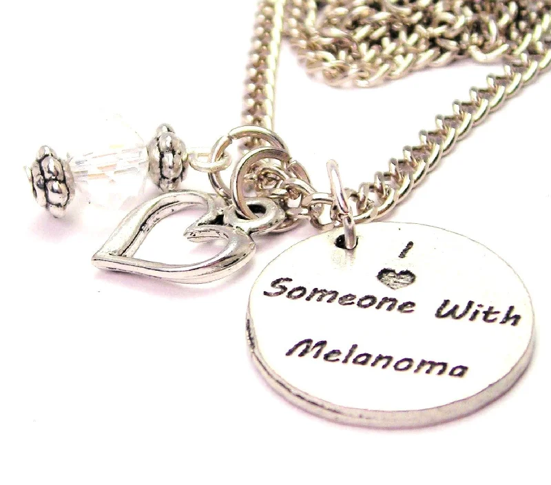 personalized necklaces for women -I Love Someone With Melanoma Necklace with Small Heart