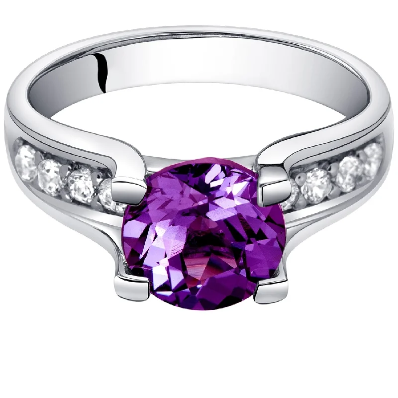 vintage solitaire rings -Sterling Silver 2.75 ct Color-changing Alexandrite Ring