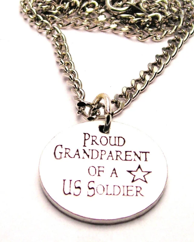 adjustable necklaces for women -Proud Grandparent Of A Us Soldier Single Charm Necklace