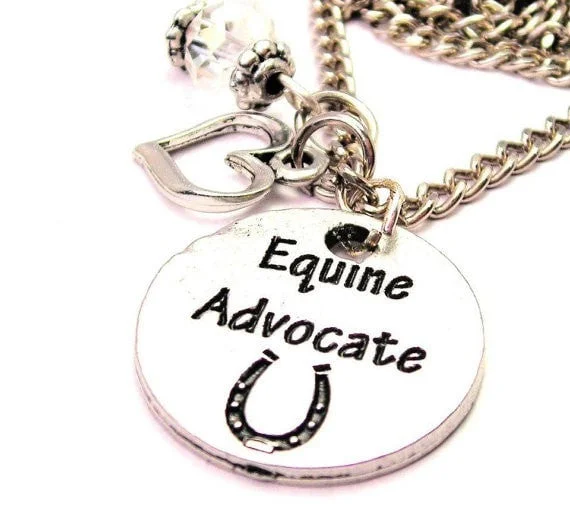 stylish pearl necklaces for women -Equine Advocate Circle Necklace with Small Heart