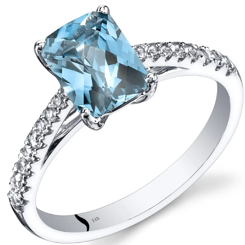 fashion rings for women -14k White Gold 1.91ct Swiss Blue Topaz and White Topaz Ring