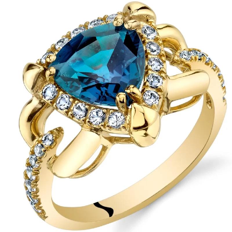 promise rings for women -14k Yellow Gold 2.54ct Created Alexandrite and White Topaz Ring