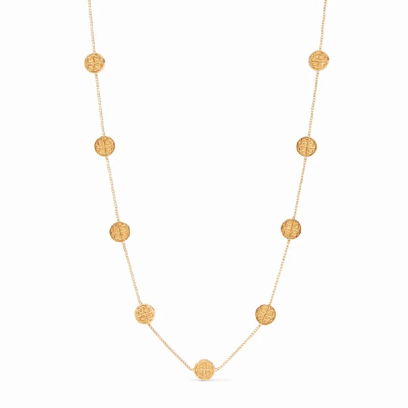 stylish necklaces for women -Valencia Coin Delicate Station Necklace