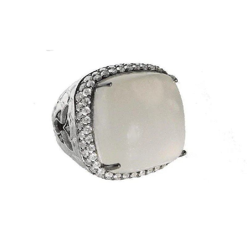 boho chic necklaces for women -Square Moonstone Ring, Size 7