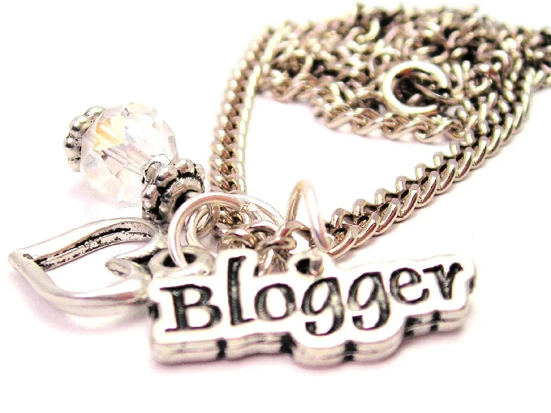 trendy necklaces for women -Blogger Heart And Crystal Necklace