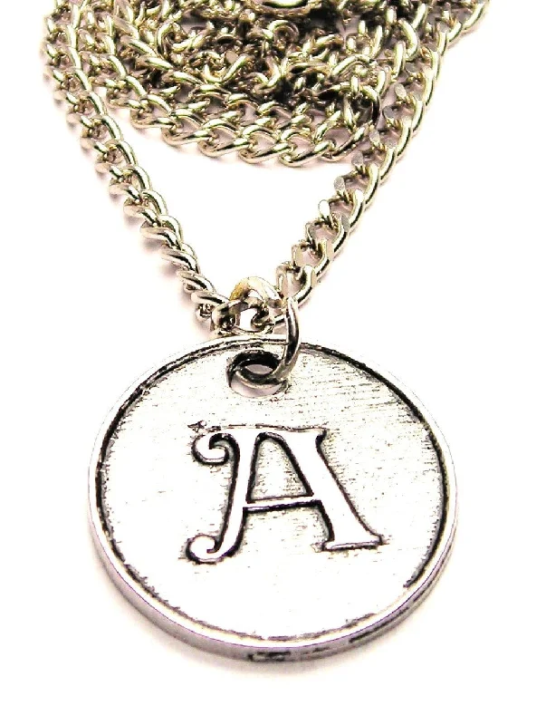 gemstone necklaces for women -Initial A Circle Single Charm Necklace