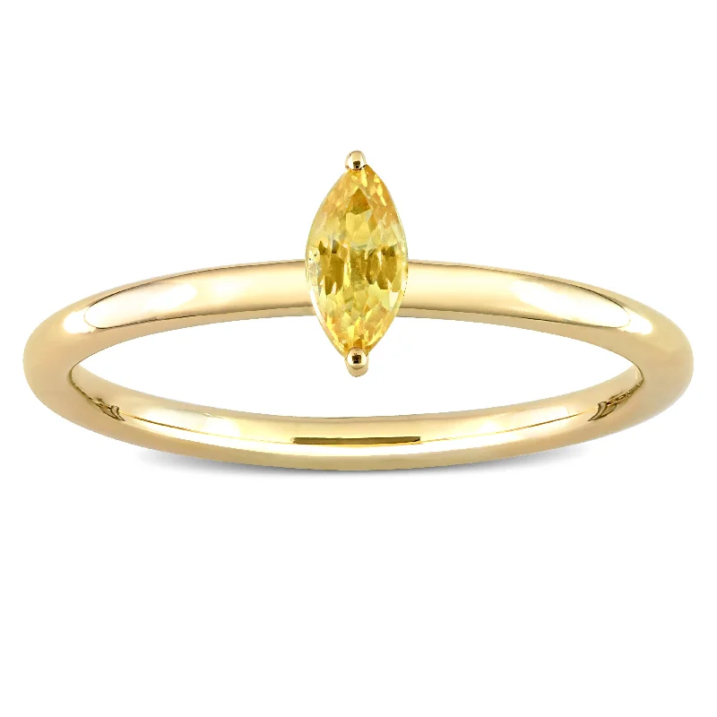 luxury wedding rings -Miadora 10k Yellow Gold Yellow Sapphire Solitaire Stackable Marquise Ring