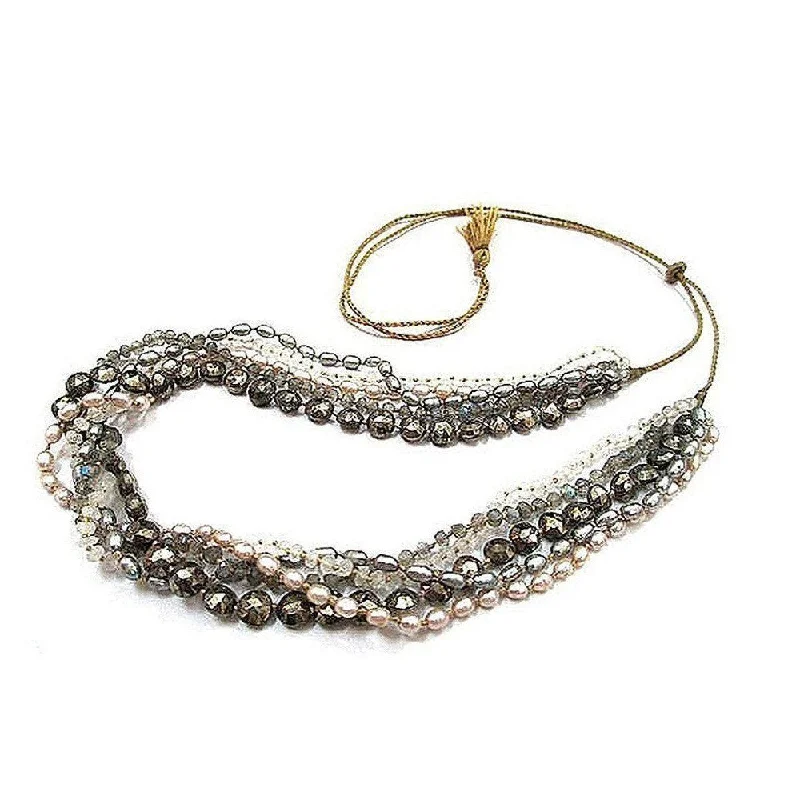 elegant chain necklaces for women -Labrodrite and Pyrite Necklace