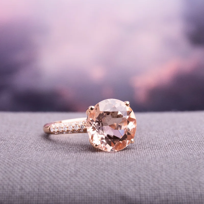 art deco rings for women -Miadora 14k Rose Gold Morganite and 1/5ct TDW Diamond Cocktail Ring (G-H, SI1-SI2) - Pink