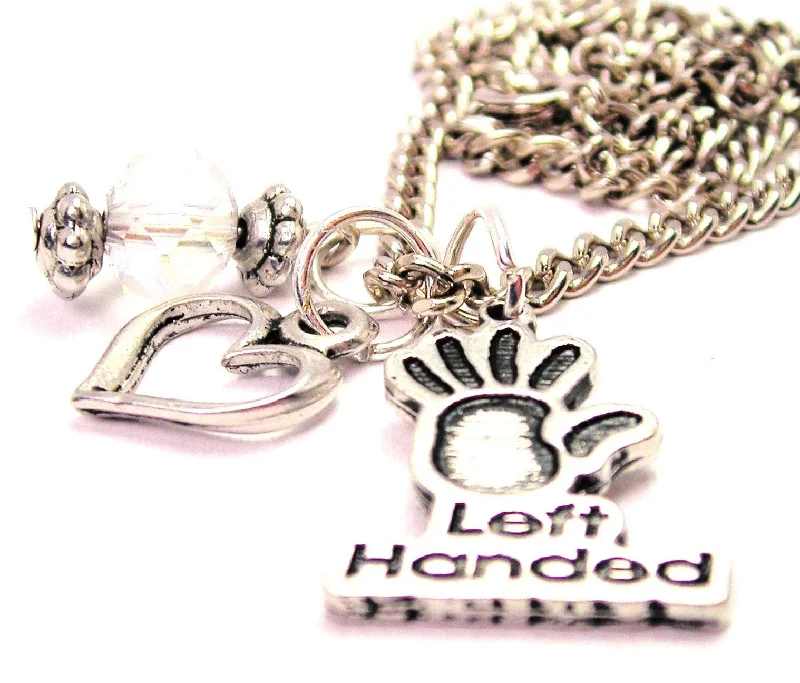 crystal pendant necklaces for women -Left Handed Necklace with Small Heart