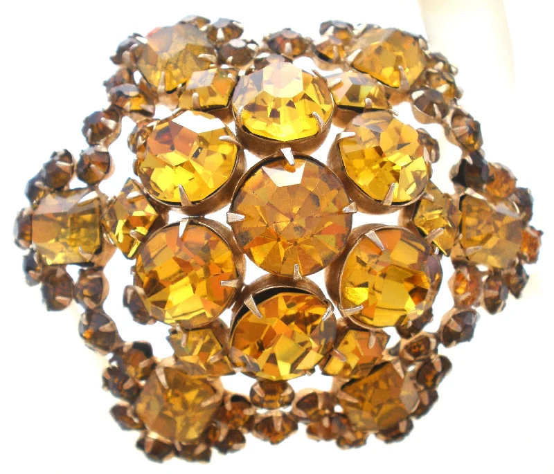 Gold Rhinestone Brooch Pin Vintage