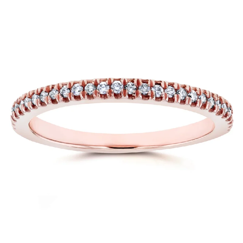 fashion promise rings -Annello by Kobelli 14k Rose Gold 1/6ct TDW Diamond Split Prong Wedding Ring