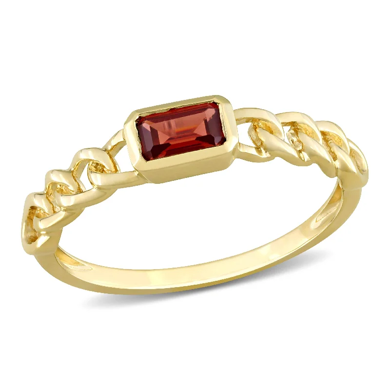 thick gold rings for women -Miadora 1/3ct TGW Baguette Garnet Link Ring in 14k Yellow Gold