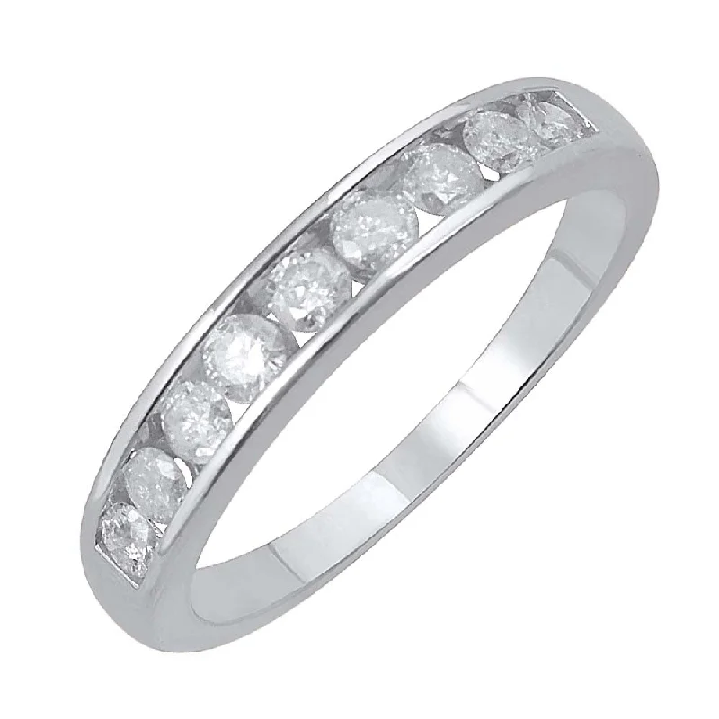 fashion wedding rings -1/2 Carat Channel Set Diamond Wedding Band Ring in Gold - IGI Certified