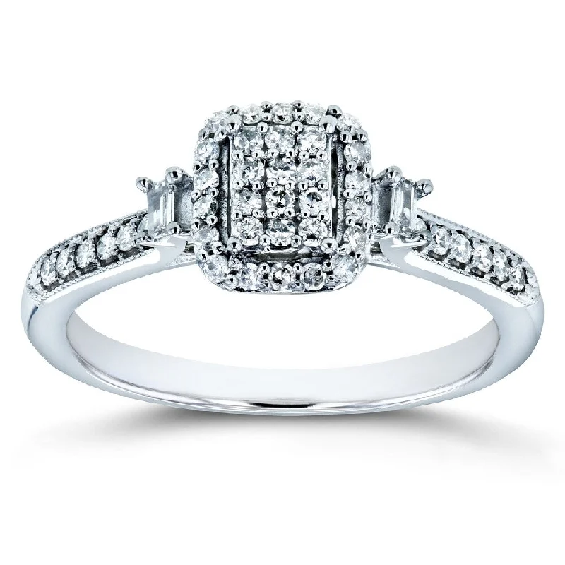 engagement rings for women -Annello by Kobelli 10k White Gold 1/4ct TDW Diamond Promise Ring