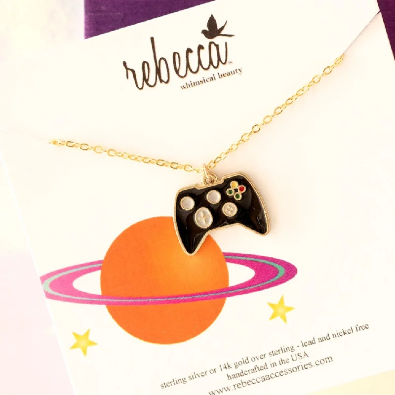 crystal necklaces for women -Game Controller Enamel Charm Necklace - Children's