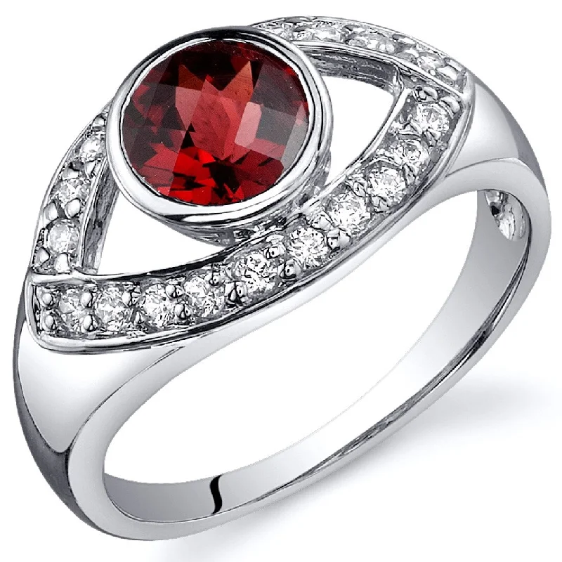 anniversary rings with diamonds -Sterling Silver 1 ct Garnet Birthstone Ring