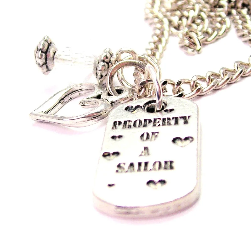 long chain necklaces for women -Property Of A Sailor Necklace with Small Heart