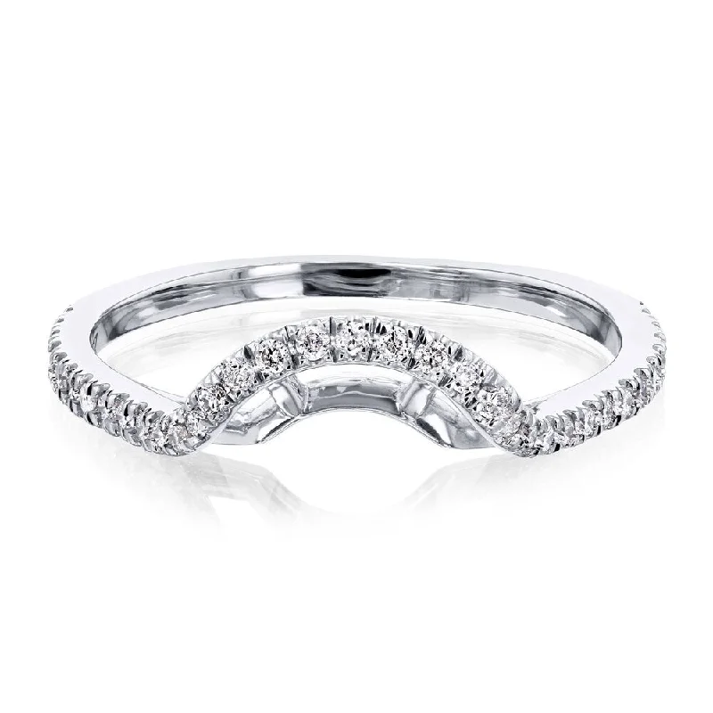 eternity rings with diamonds -Annello by Kobelli 14k White Gold 1/5ct TDW Curved Diamond Wedding Ring (GH, I1-I2)