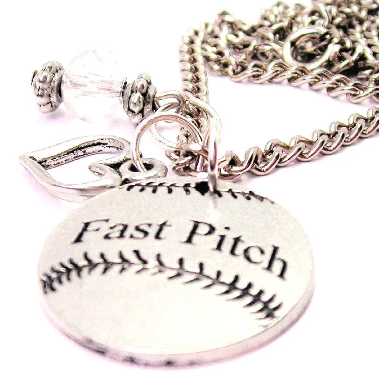 birthstone necklaces for women -Fast Pitch Necklace with Small Heart