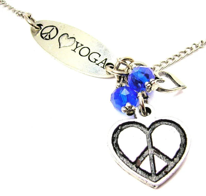 butterfly necklaces for women -Peace Love Yoga And Peace Heart Lariat Necklace